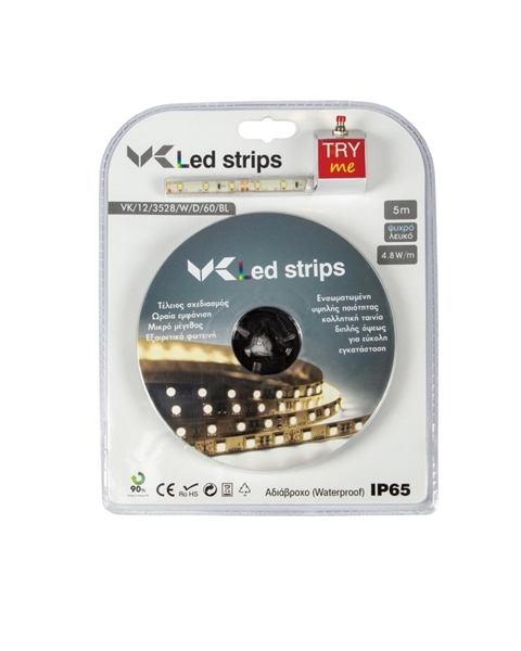 Εικόνα από Ταινια Led 5M 12V 4,8W/M 3000K Ip65 Vk/12/3528/W/W/60/Blist