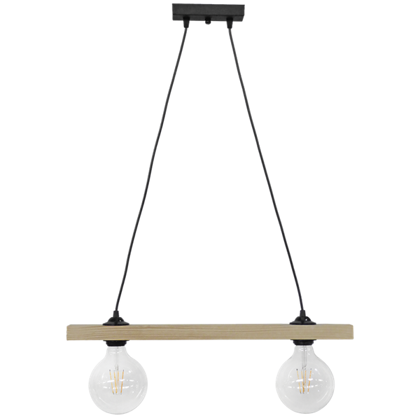 Εικόνα από Φωτιστικό Ε/27 Raga 2/L Ράγα Ξύλου Κρεμαστό 2xΕ27 Heronia 31-1220